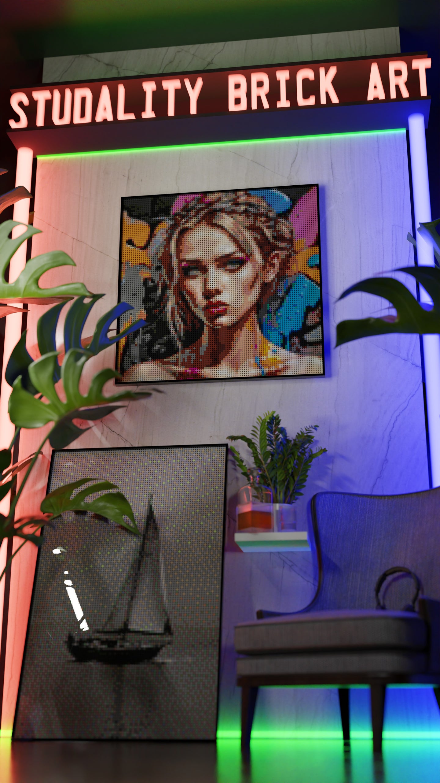 Canvas Muse LEGO® Style mosaic pixel art design for display